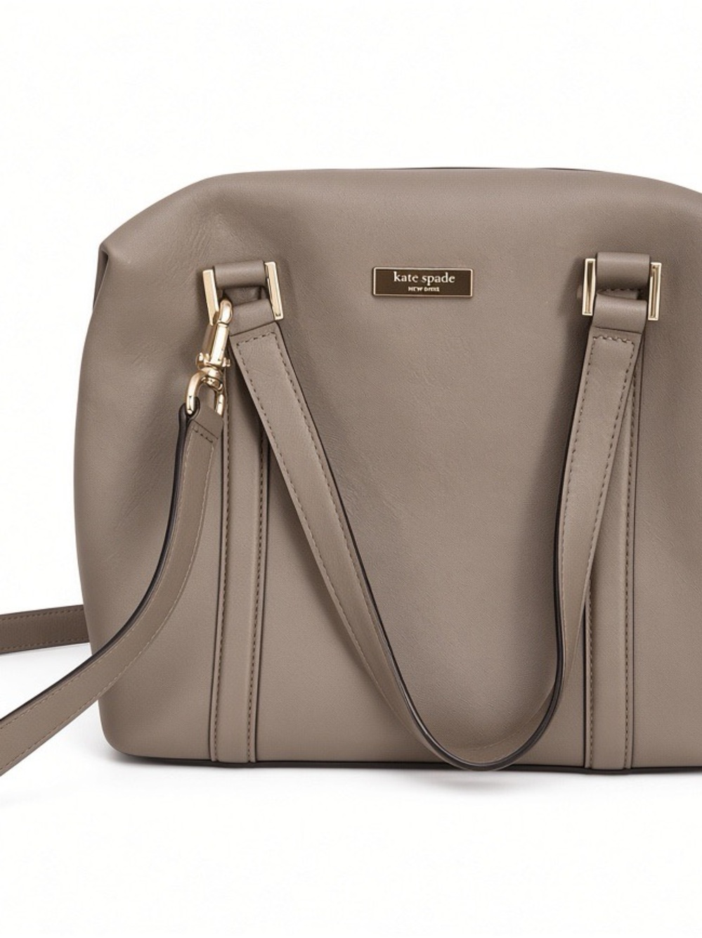 kate spade Taupe Leather Shoulder Bag with Gold Hardware
